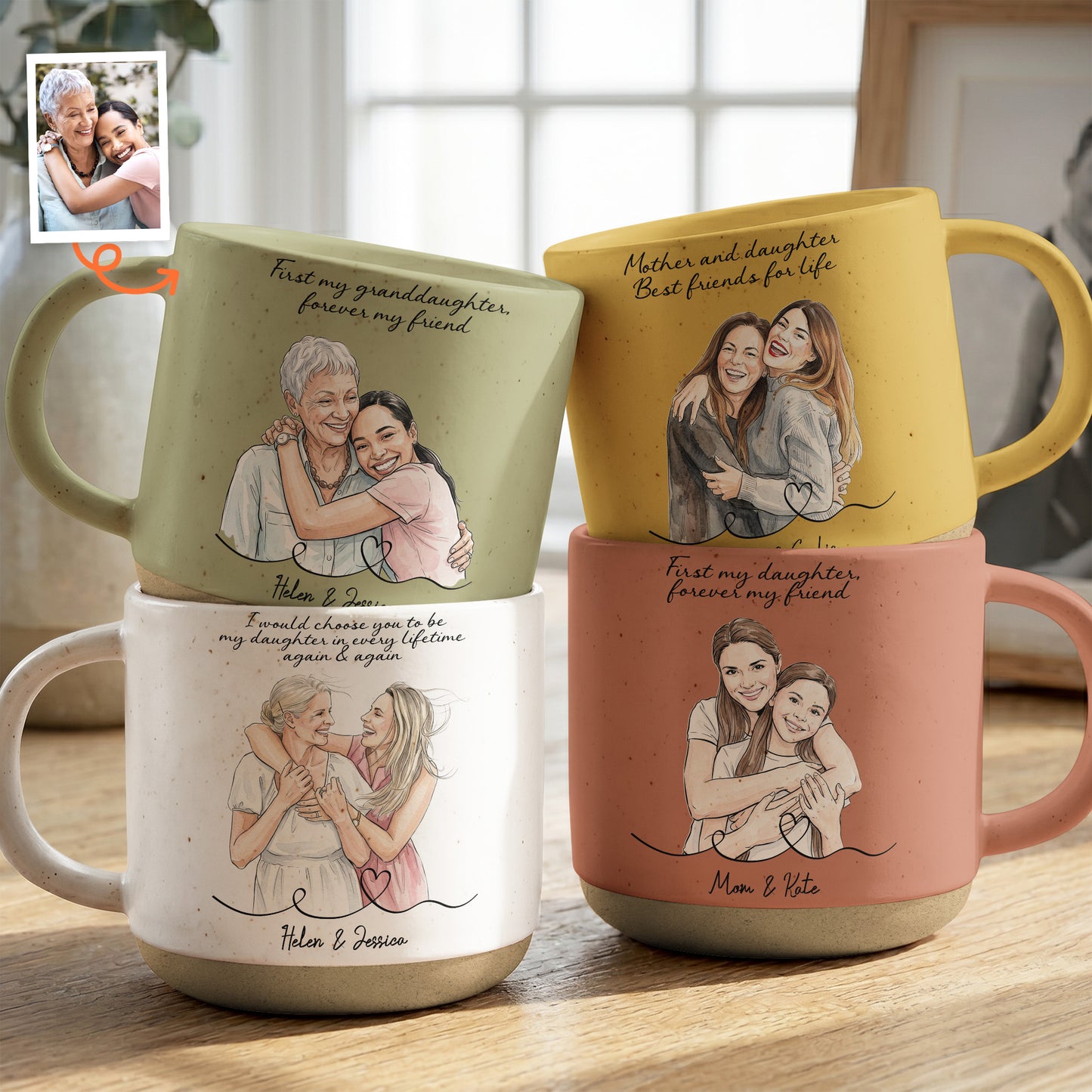 Mother-&-Daughter-Forever-Linked-Together-Custom-Photo-Watercolor-Personalized-Mug-1