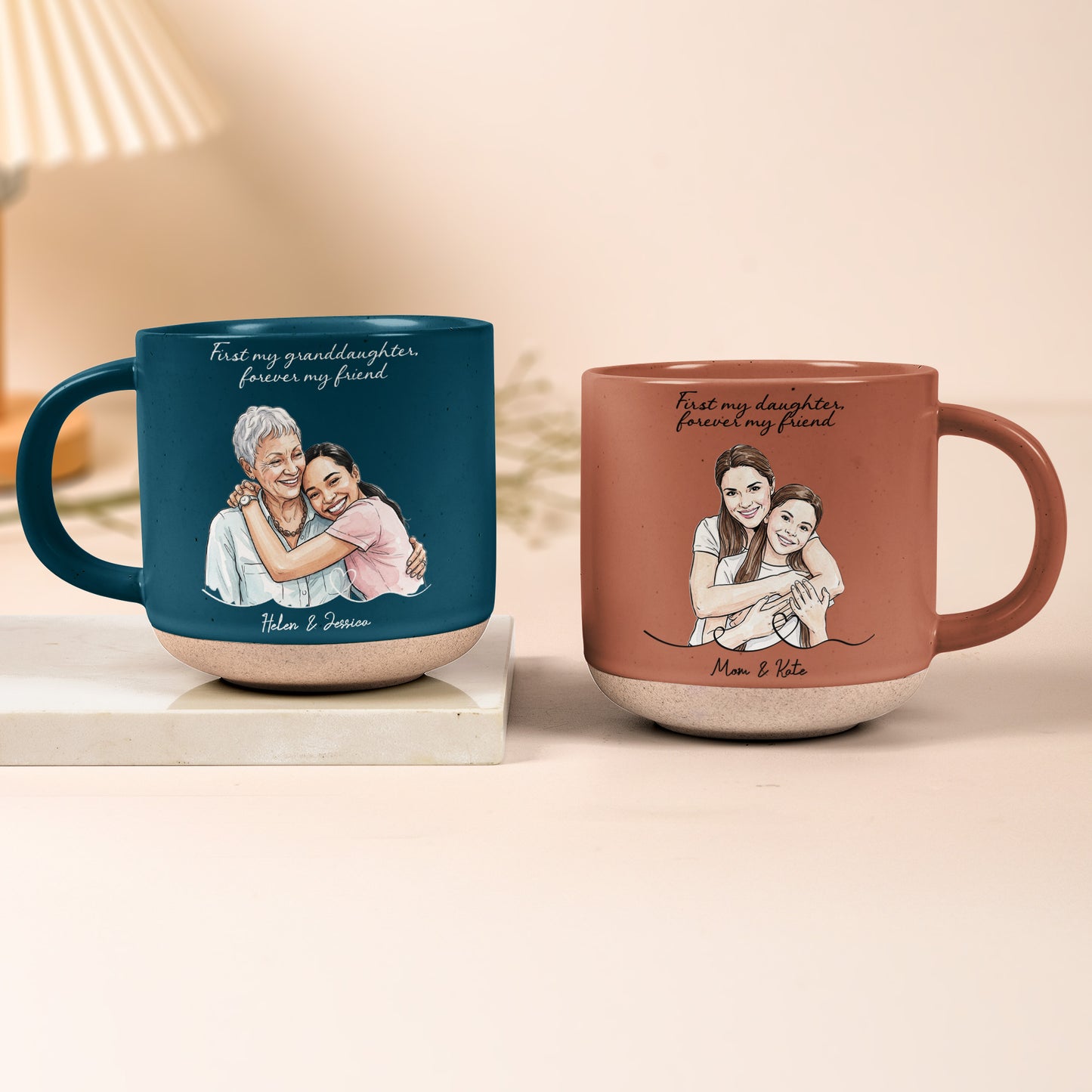 Mother-&-Daughter-Forever-Linked-Together-Custom-Photo-Watercolor-Personalized-Mug-2