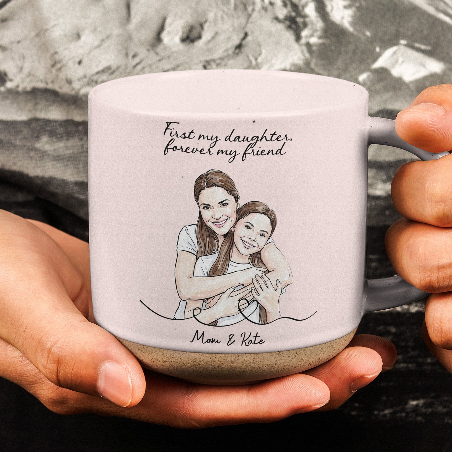 Mother-&-Daughter-Forever-Linked-Together-Custom-Photo-Watercolor-Personalized-Mug-3