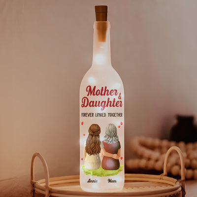Mother & Daughter Forever Linked Together Mother's Day Gift For Her - Personalized Bottle Lamp