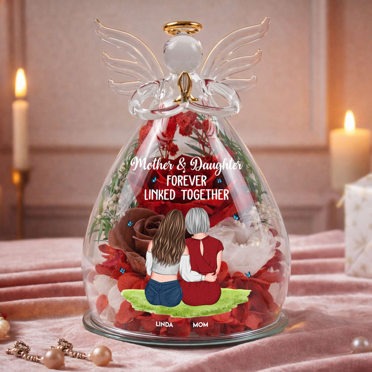 Mother-&-Daughter-Forever-Linked-Together-Personalized-Flower-In-Glass-Angel-Figurines-2