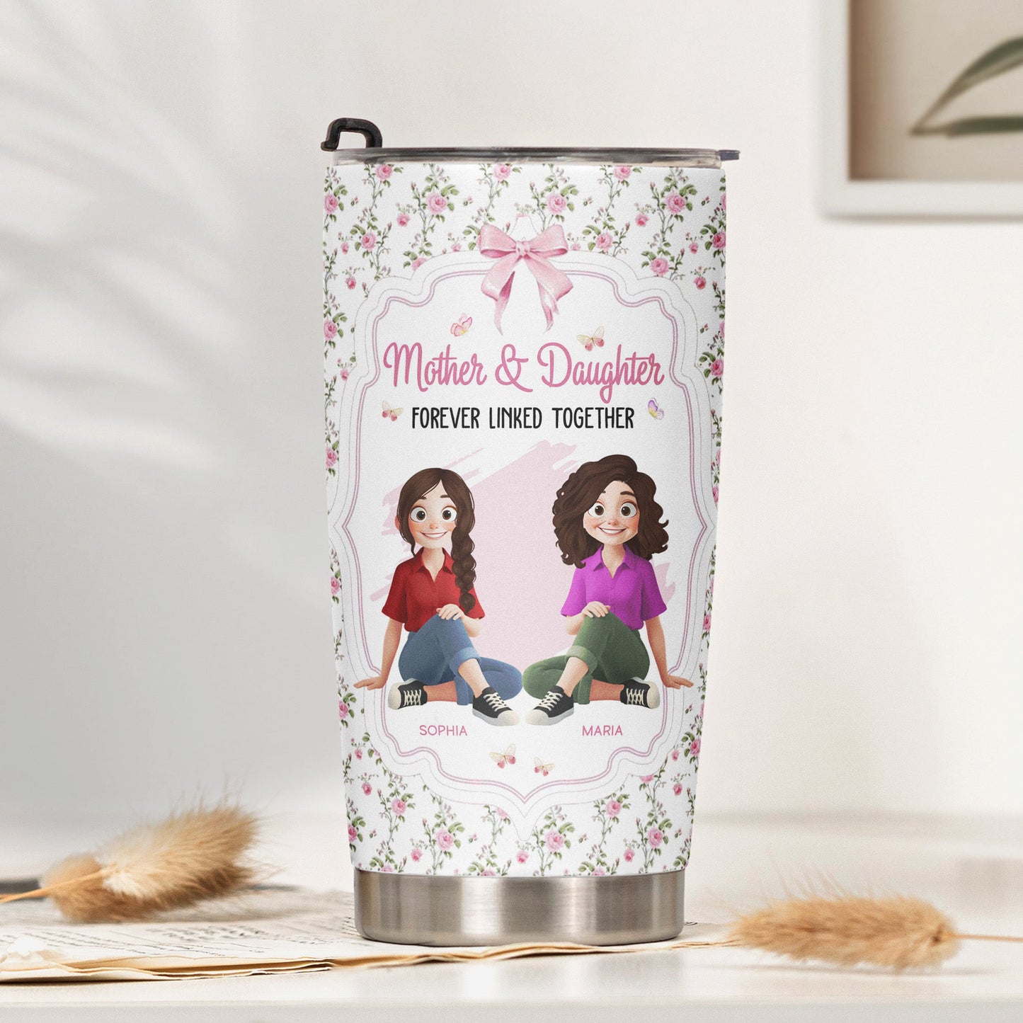 Mother_Daughter_Forever_Linked_Together_Personalized_Tumbler_Cup_1