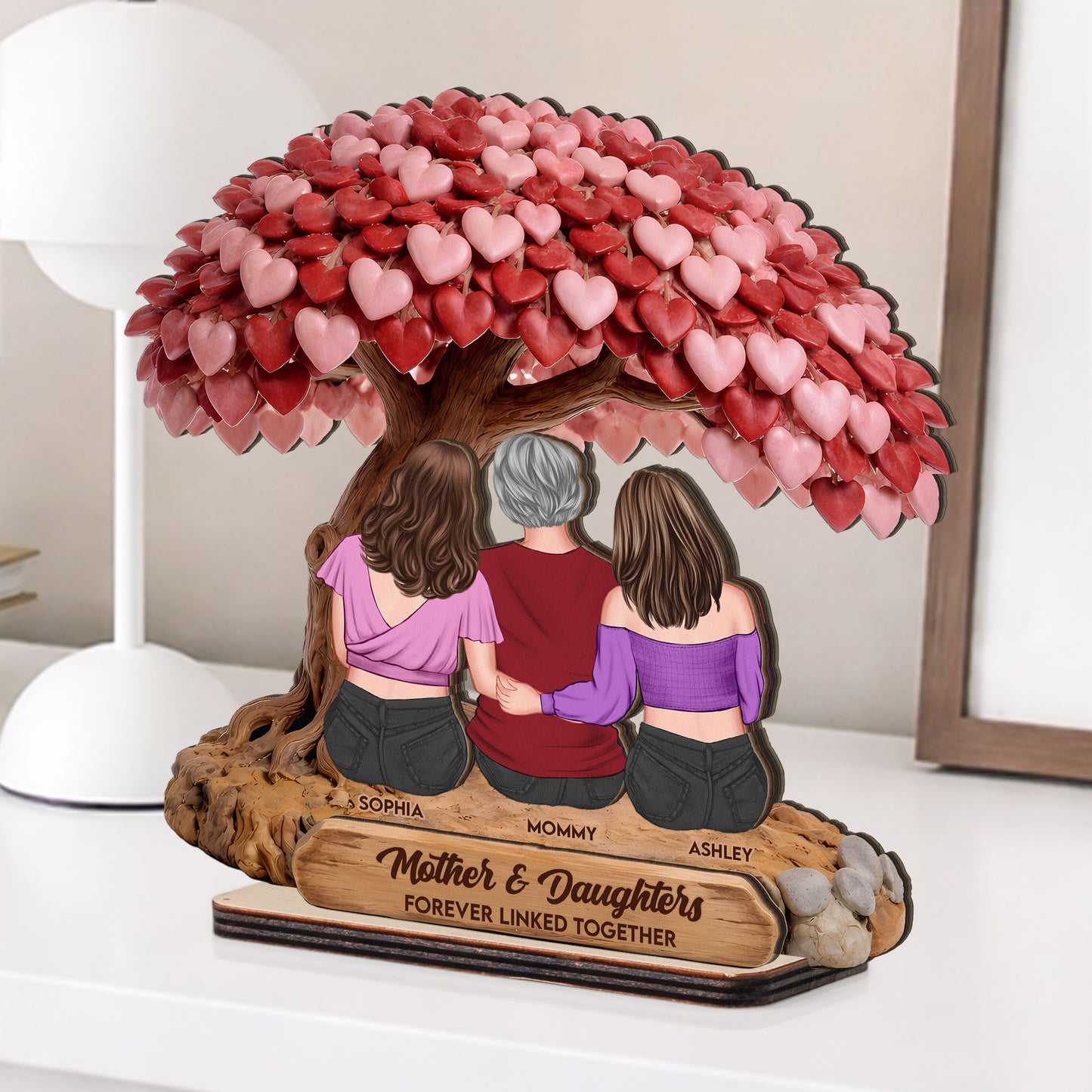 Mother-&-Daughter-Forever-Linked-Together-Personalized-Wooden-Plaque-2