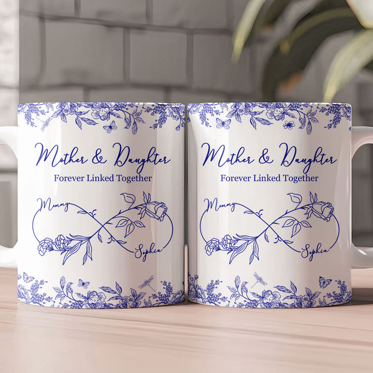 Mother-Daughter-Forever-Linked-Together-Toile-De-Jouy-Birth-Flower-Personalized-Mug-2
