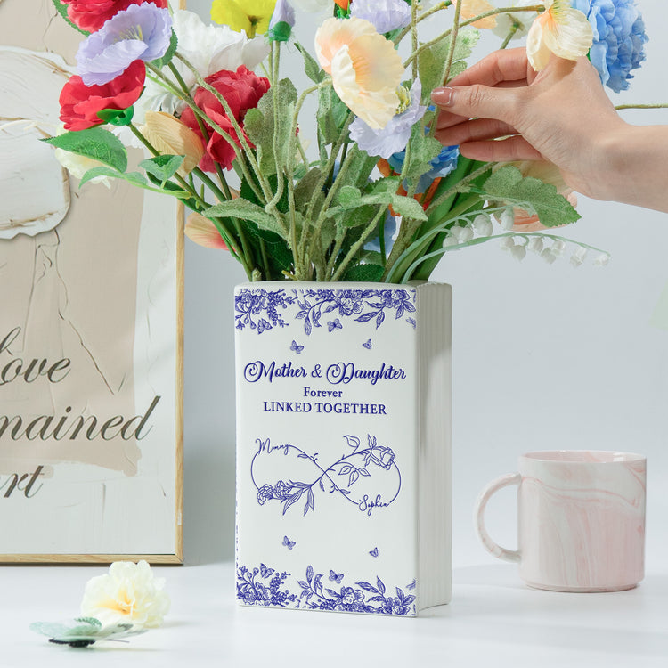 Mother-&-Daughter-Forever-Linked-Together-Toile-De-Jouy-Style-Personalized-Vase-4