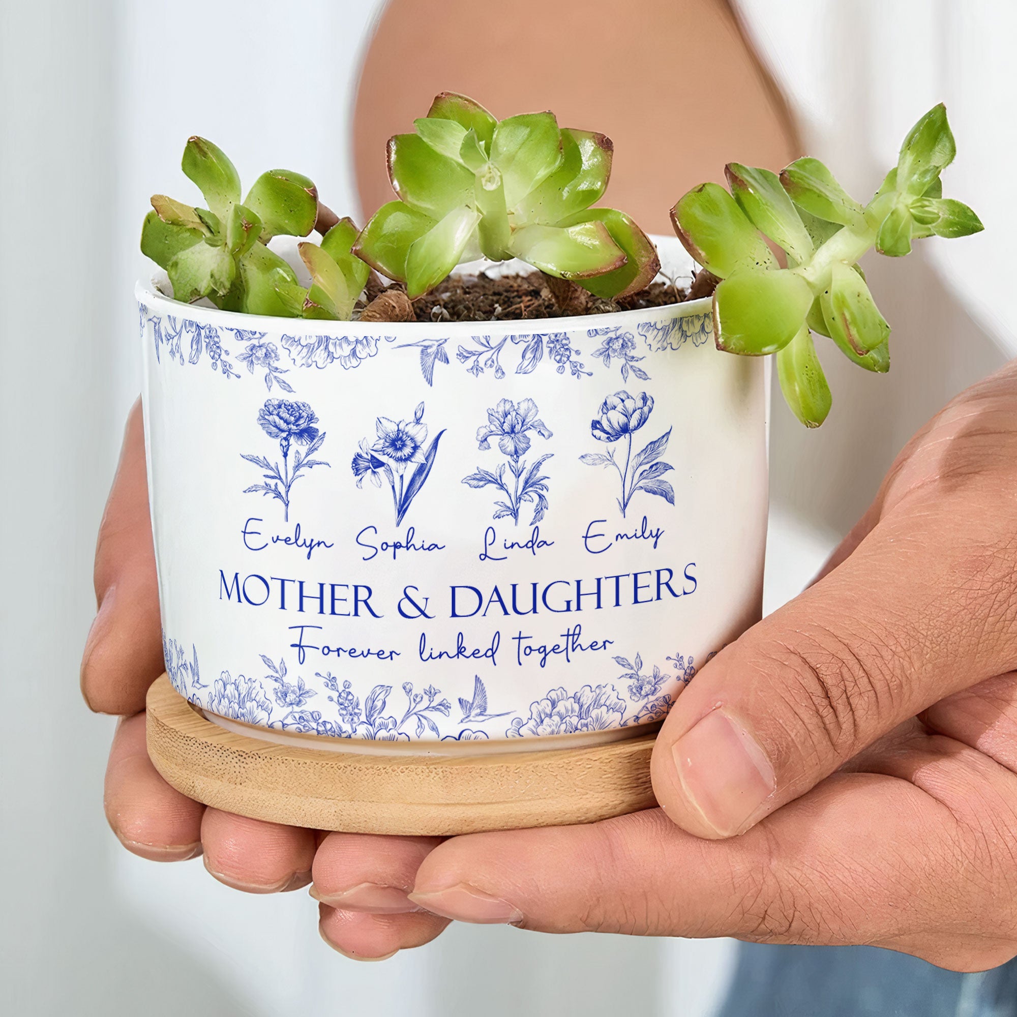 Mother-&-Daughters-Forever-Linked-Together-Birth-Flower-Personalized-Ceramic-Plant-Pot-6