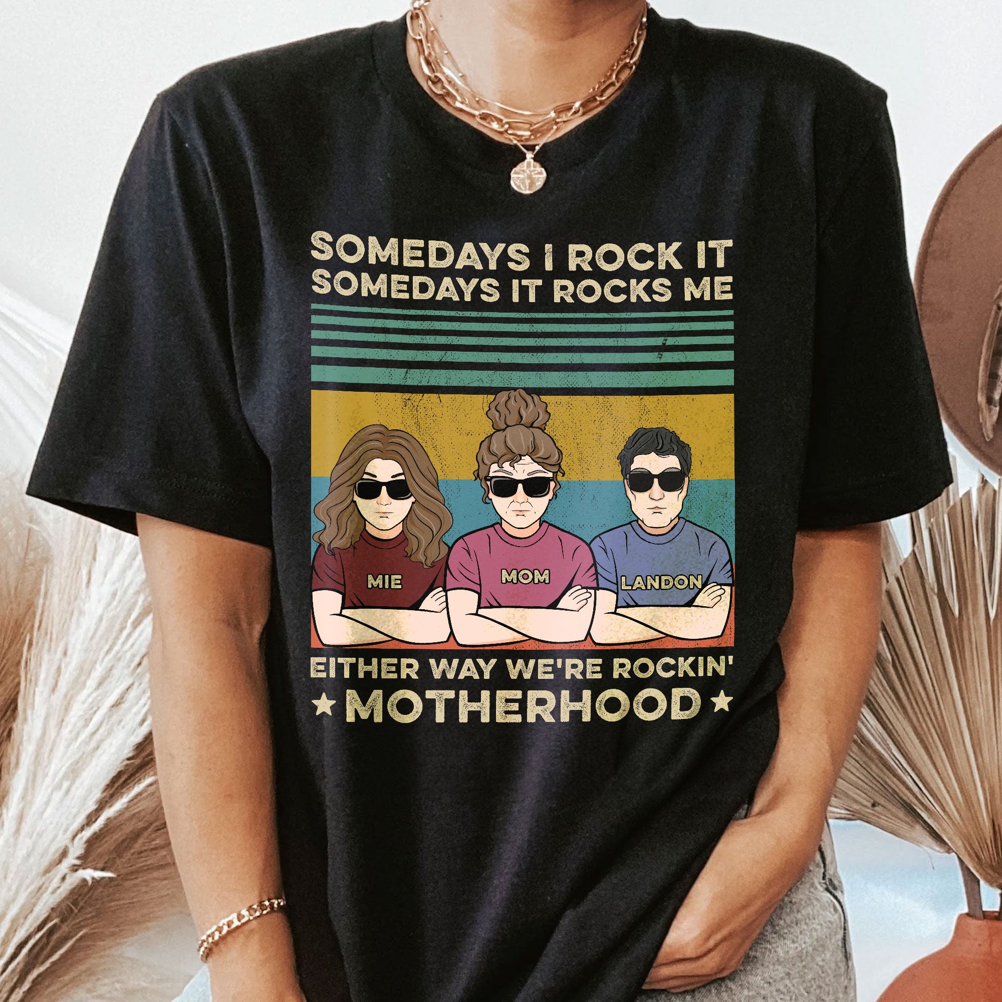Motherhood Rockin' - Funny Shirt For Mom - Personalized Shirt