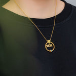 Mother's Day Gift Engraved Names - Personalized Circle Pendant With Birthstone Beads Necklace