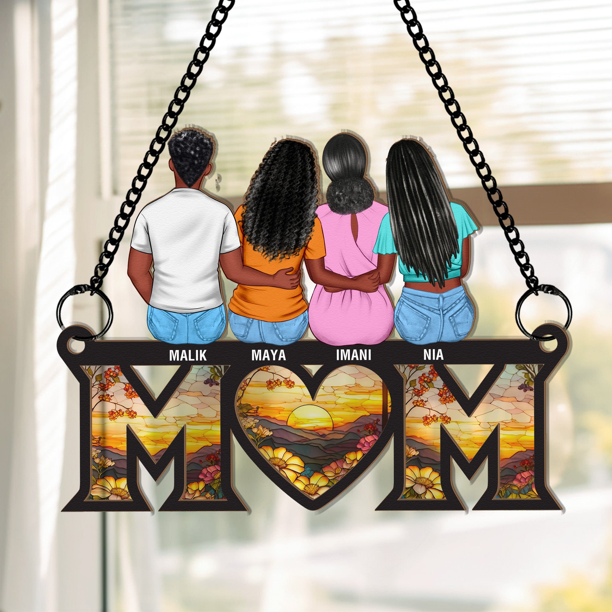 Gift For Mom - Personalized Window Hanging Suncatcher Ornament - Christmas Gift For Mom