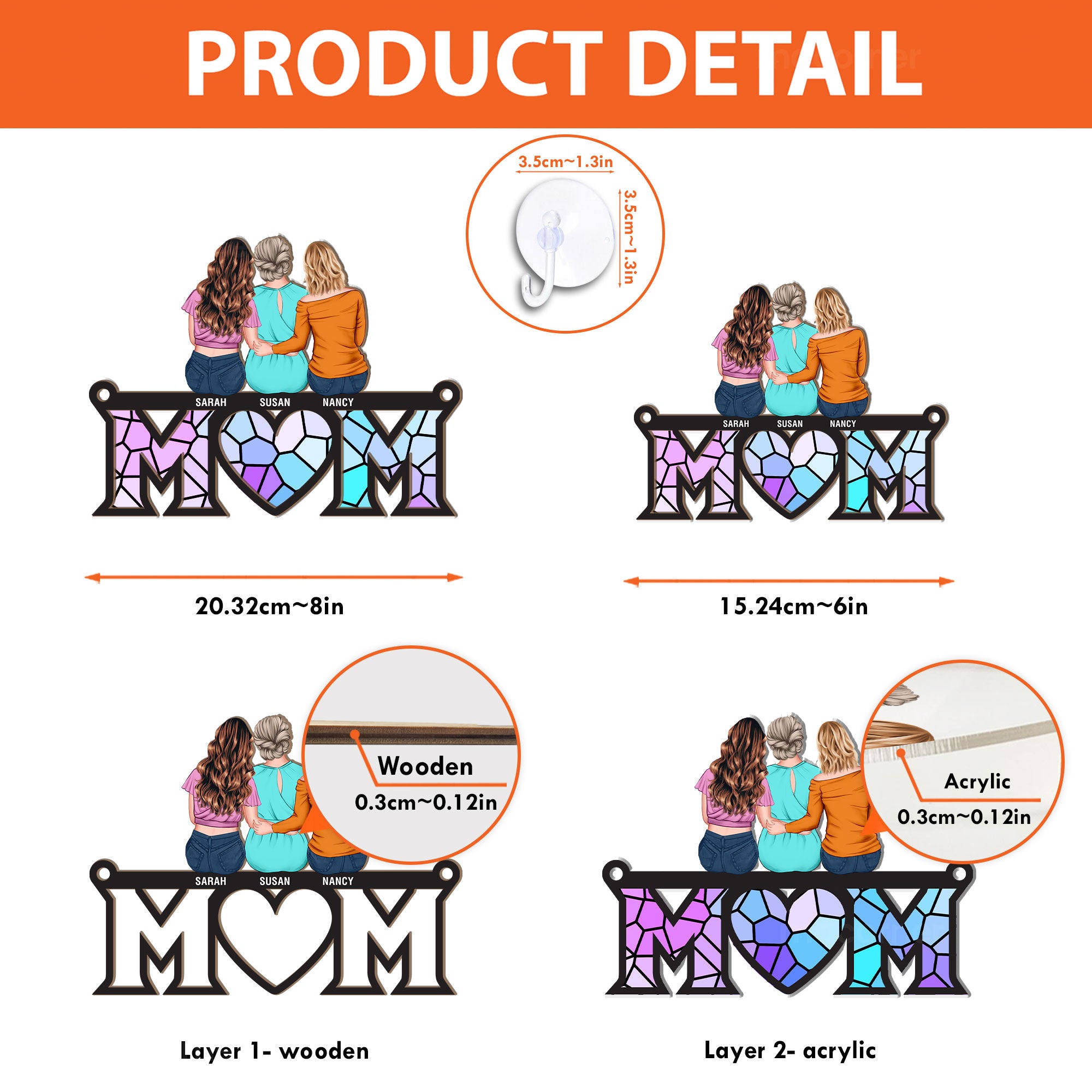 Mother's Day Gift For Mom - Personalized Window Hanging Suncatcher Ornament