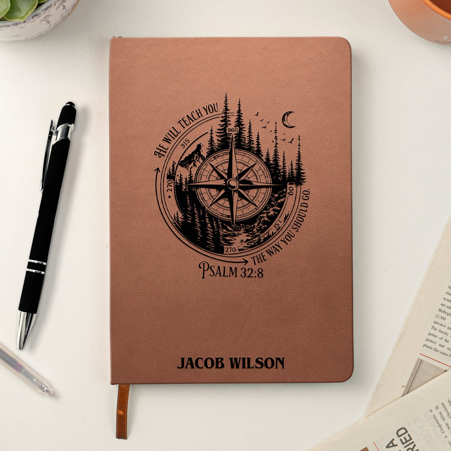 Mountain Adventure, Wanderlust, Tree Of Life - Personalized Leather Journal