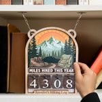 Mountain Hiking Log - Personalized Hiking Miles Tracker Sign