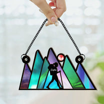 Mountain Hiking - Personalized Window Hanging Suncatcher Ornament