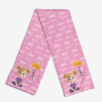 Multicolor Cute Cartoon With Birth Flower - Personalized Kid's Fleece Scarf