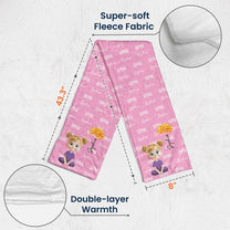 Multicolor Cute Cartoon With Birth Flower - Personalized Kid's Fleece Scarf