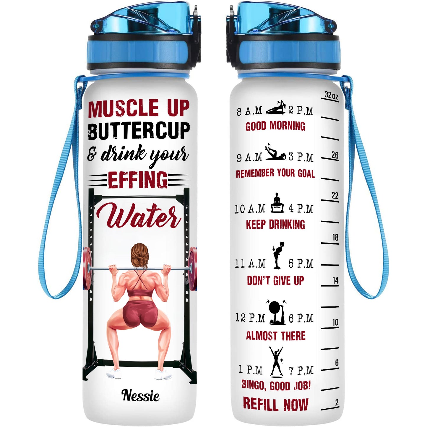 Muscle Up Buttercup - Personalized Water Bottle