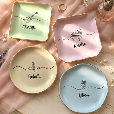 Music Instrument Custom Name Gift For Band Student, Music Teacher - Personalized Jewelry Dish