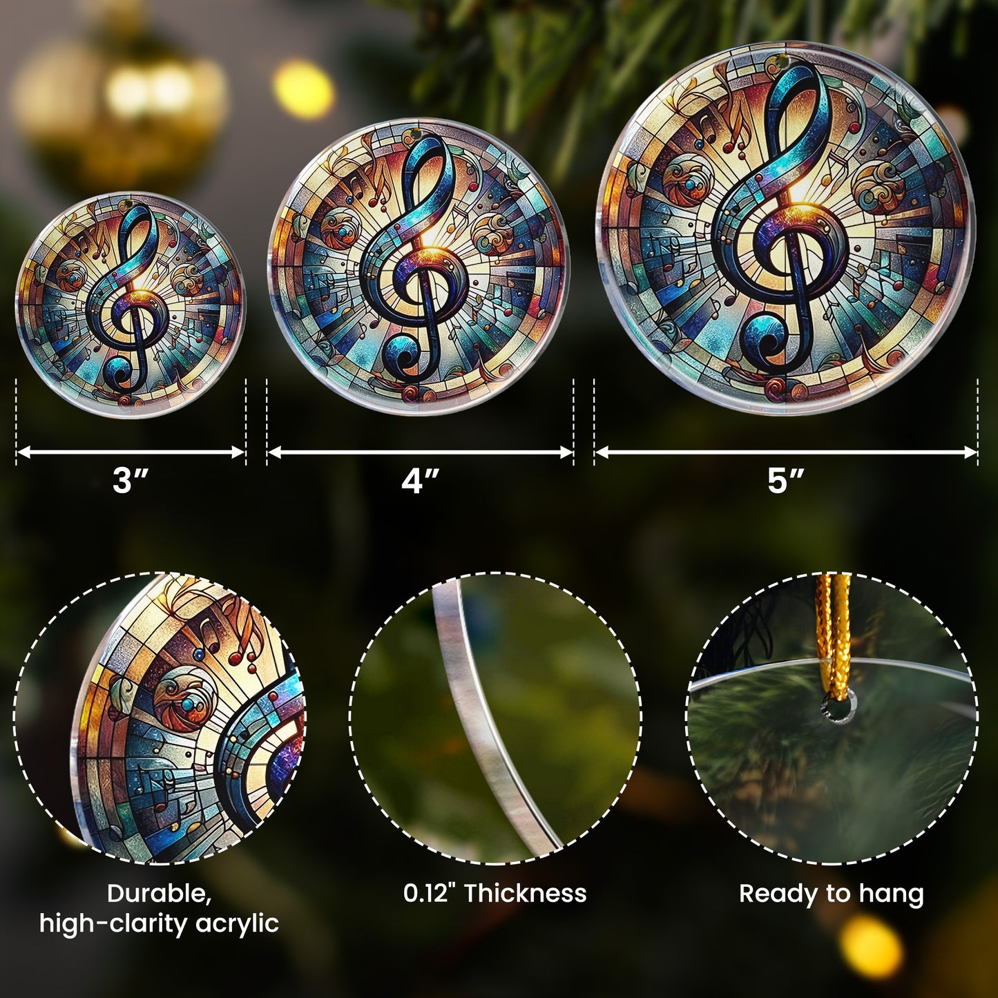 Music Note Gift For Music Lovers - Acrylic Ornament