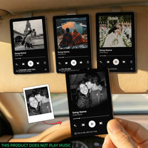 Music Photo Couple Gift Idea - Personalized Wooden Photo Car Visor Clip