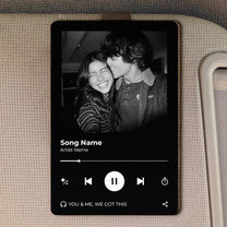 Music Photo Couple Gift Idea - Personalized Wooden Photo Car Visor Clip