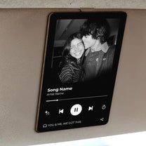 Music Photo Couple Gift Idea - Personalized Wooden Photo Car Visor Clip