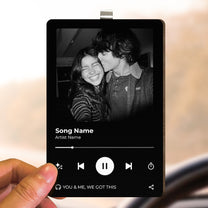 Music Photo Couple Gift Idea - Personalized Wooden Photo Car Visor Clip