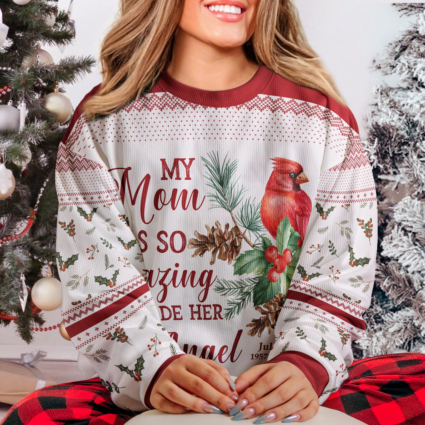 My Angels, Memorial Cardinal - Personalized Ugly Sweater