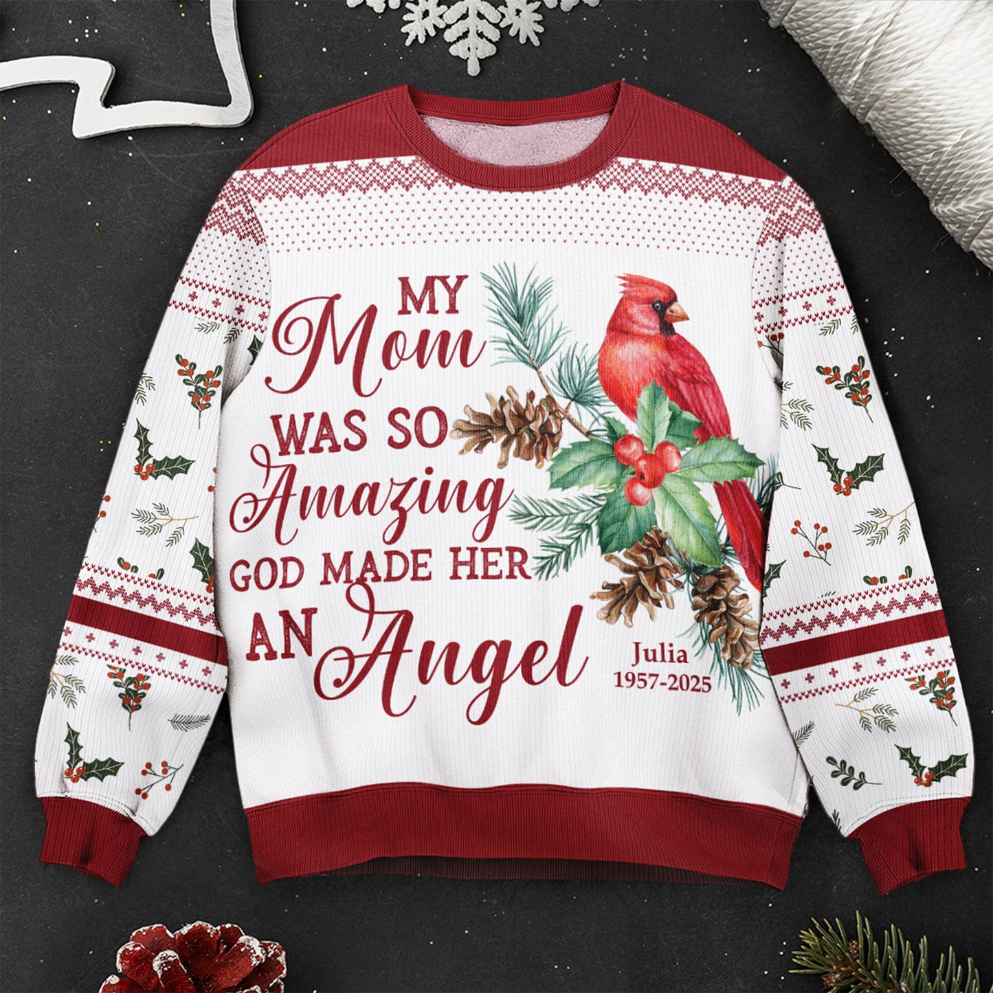 My Angels, Memorial Cardinal - Personalized Ugly Sweater
