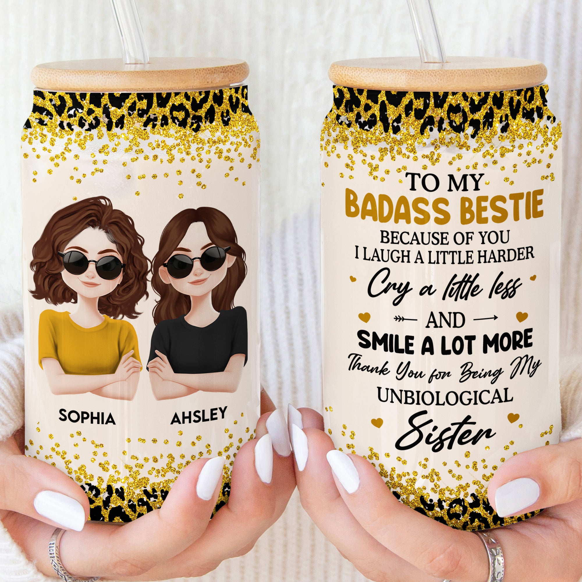 My Badass Bestie - New Version - Personalized Clear Glass Cup