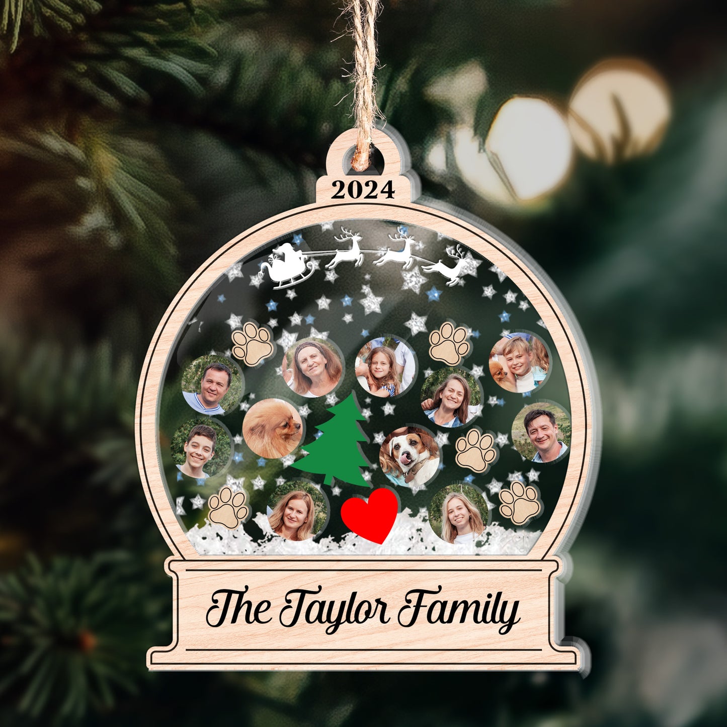 My Big Family Christmas Ornament - Personalized 3 Layered Christmas Shaker Ornament