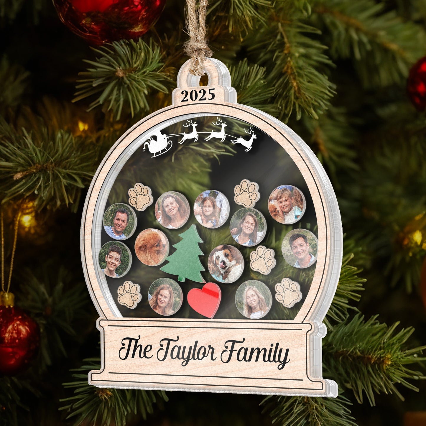 My Big Family Christmas Ornament - Personalized 3 Layered Christmas Shaker Ornament