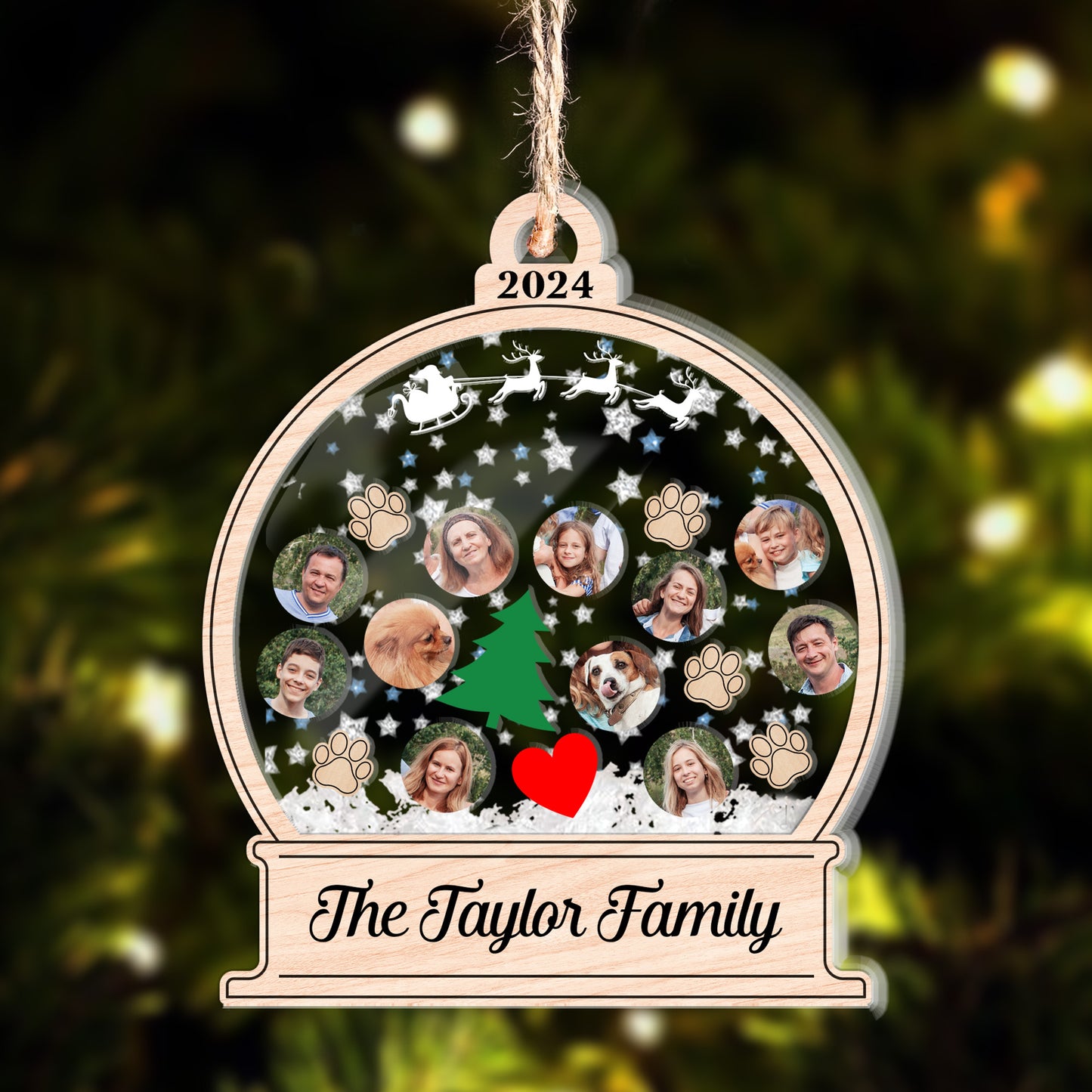 My Big Family Christmas Ornament - Personalized 3 Layered Christmas Shaker Ornament