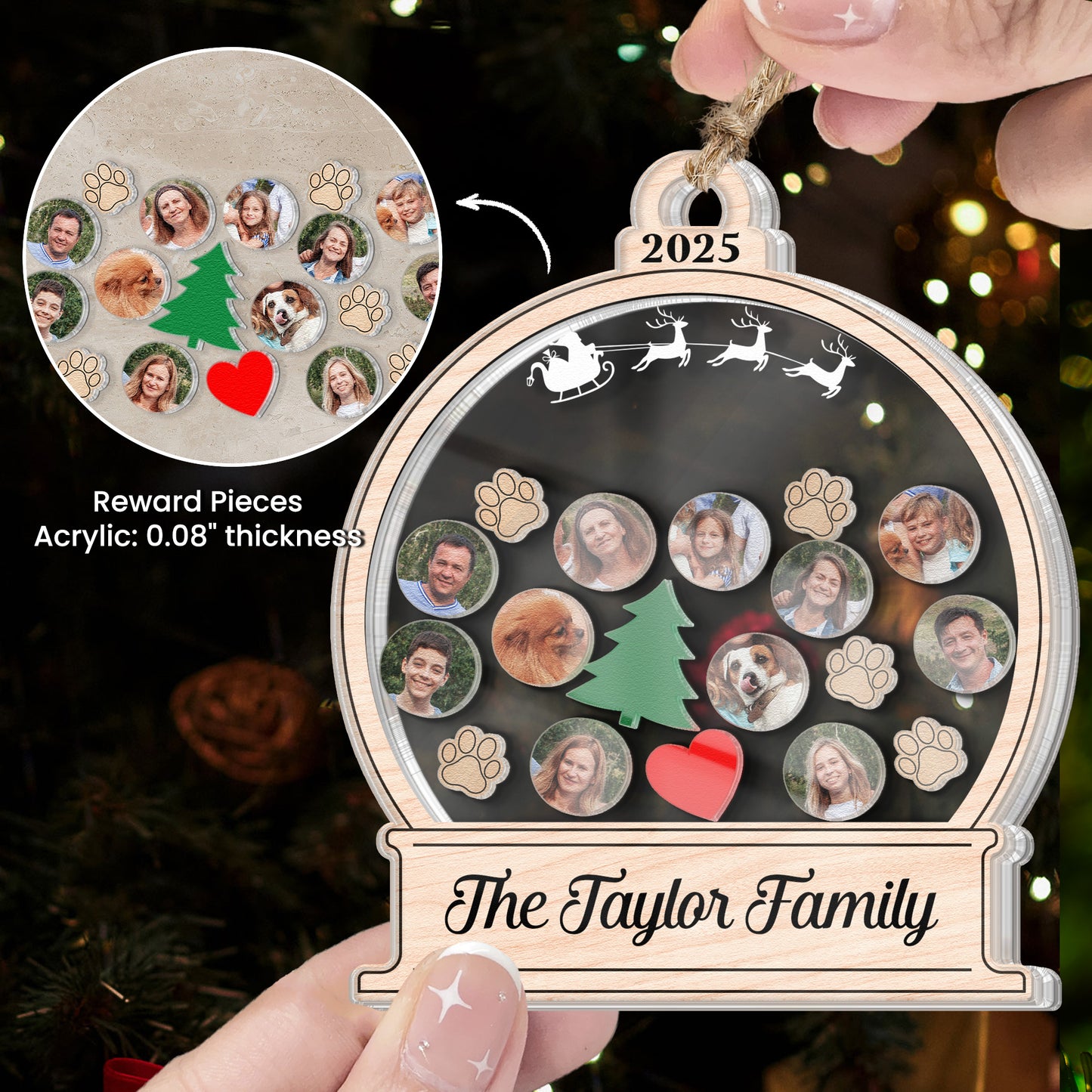 My Big Family Christmas Ornament - Personalized 3 Layered Christmas Shaker Ornament