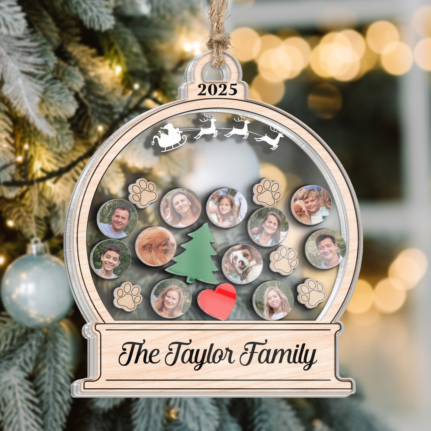 My Big Family Christmas Ornament - Personalized 3 Layered Christmas Shaker Ornament