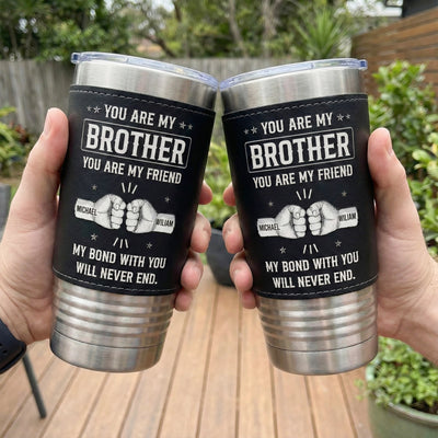 My Bond With You Will Never End - Personalized 20oz Leather Wrapped Tumbler