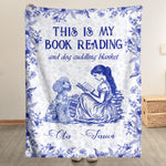 My Book Reading And Dog Cuddling Toile De Jouy Chinoiseries - Personalized Blanket