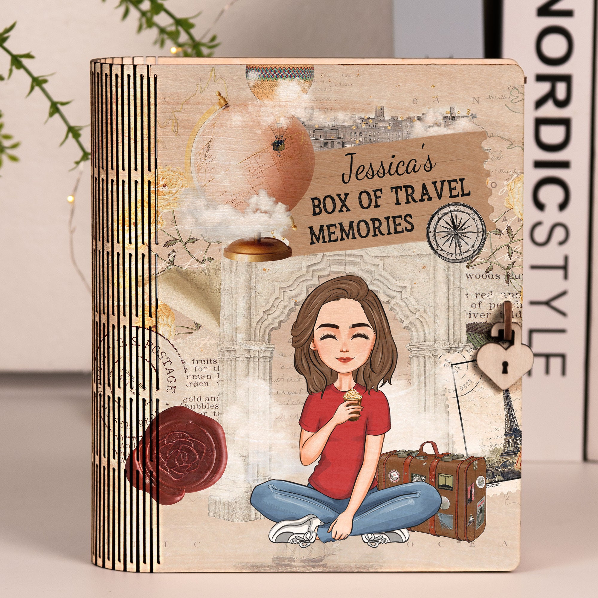 My Box Of Travel Memories - Personalized Wooden Book Box