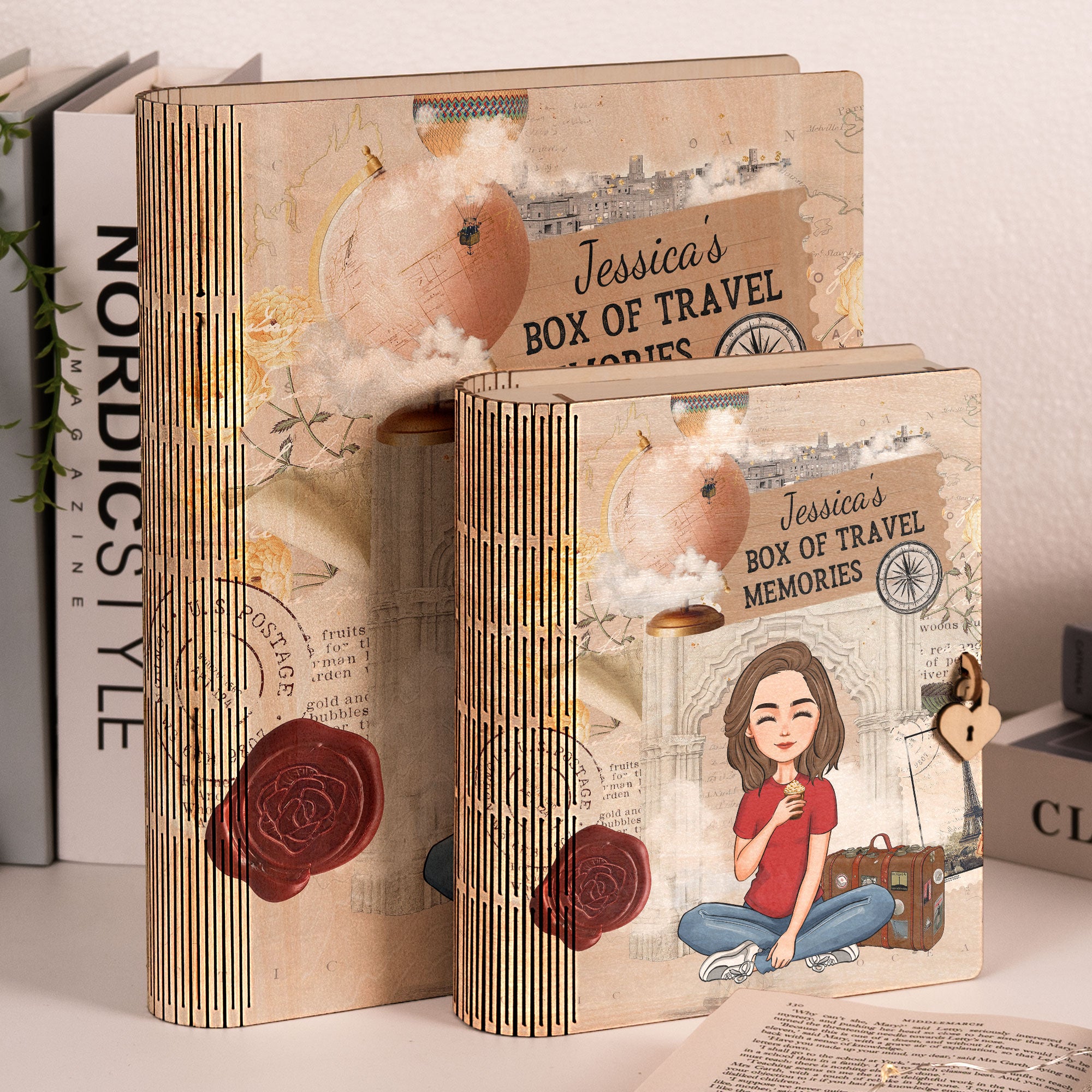My Box Of Travel Memories - Personalized Wooden Book Box
