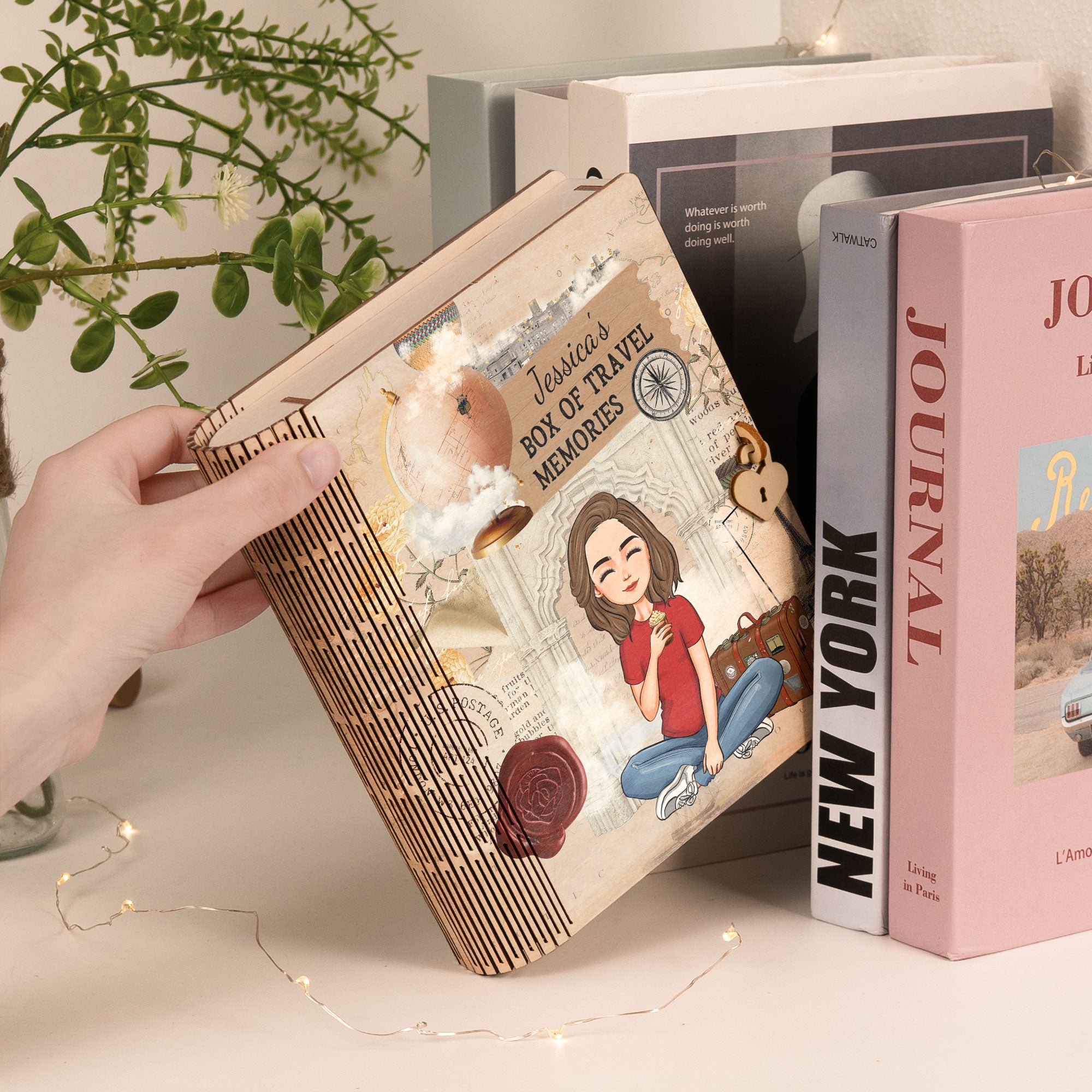 My Box Of Travel Memories - Personalized Wooden Book Box