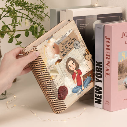 My Box Of Travel Memories - Personalized Wooden Book Box
