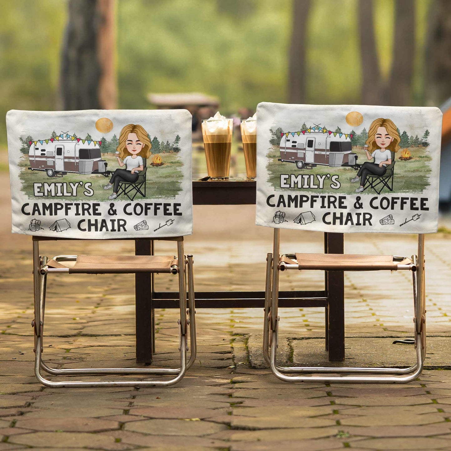 My Campfire And Coffee Chair - Personalized Folding Chair Cover