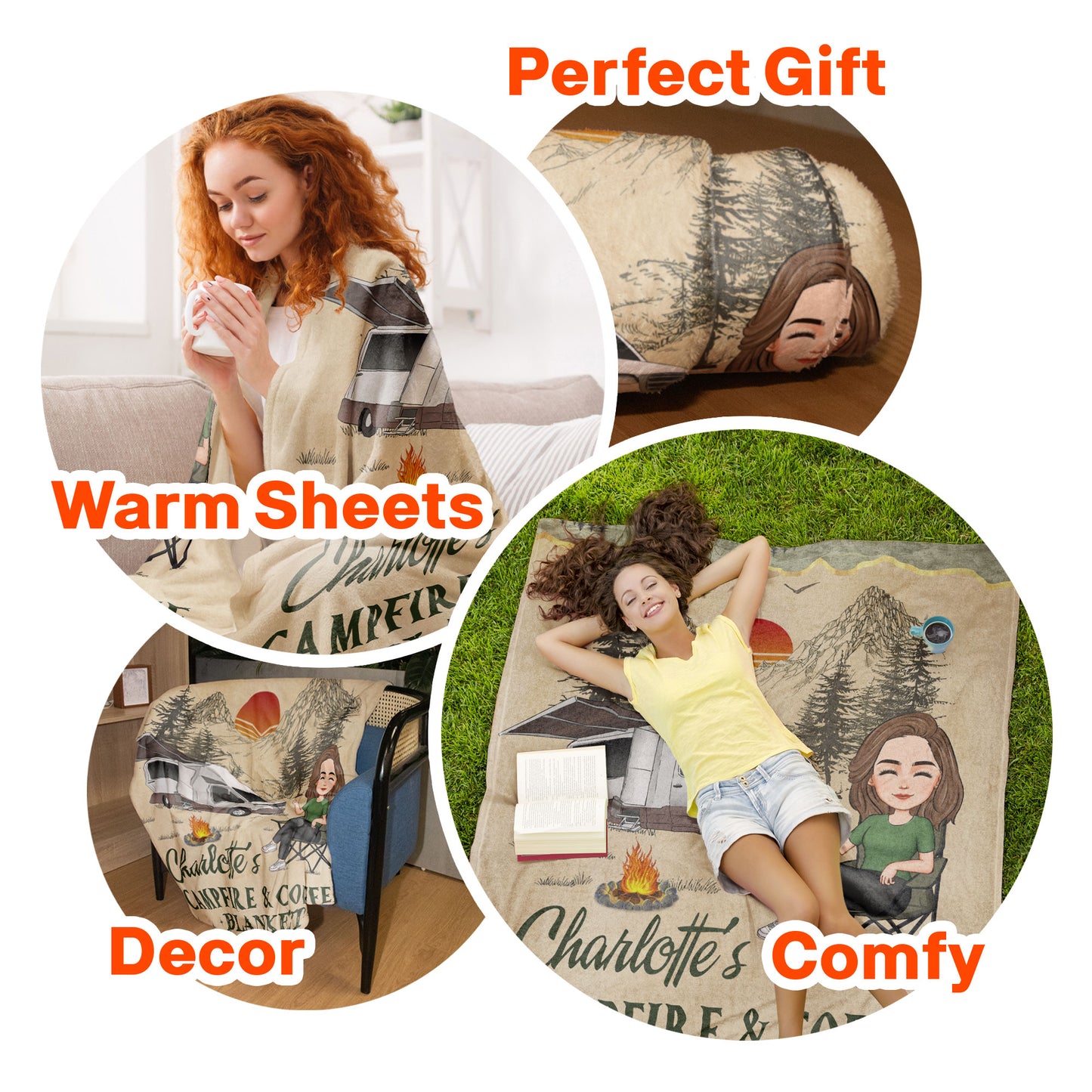 My Campfire And Coffee Blanket - Personalized Blanket