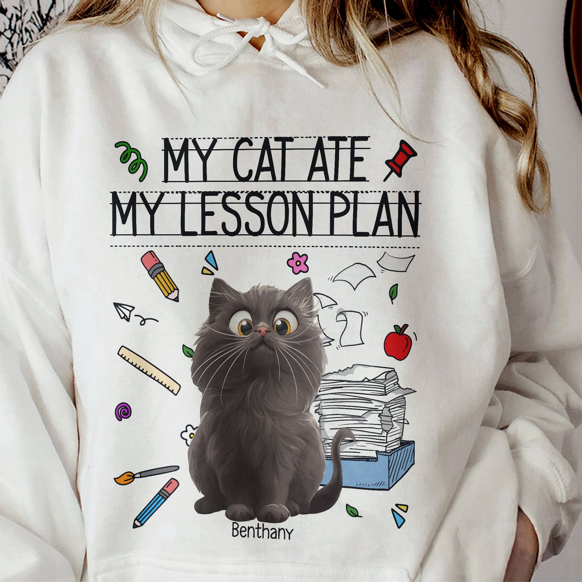 My Cat Ate My Lesson Plan Teacher Funny Gift - Personalized Shirt