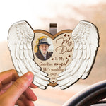 My Dad/ Mom/ Grandpa Is My Guardian Angel - Personalized Wooden Photo Car Visor Clip