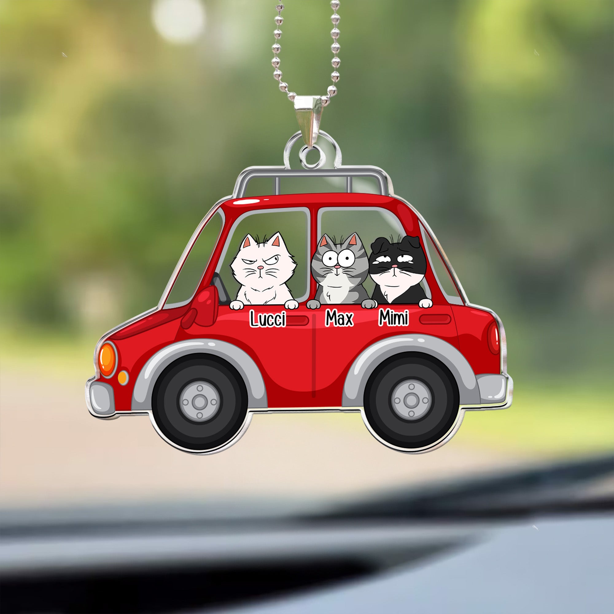 My Dogs And Cats In The Car - Personalized Rear View Mirror Accessory