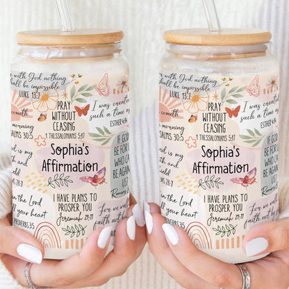 My Faith Affirmation Bible Scripture Verses - Personalized Clear Glass Cup