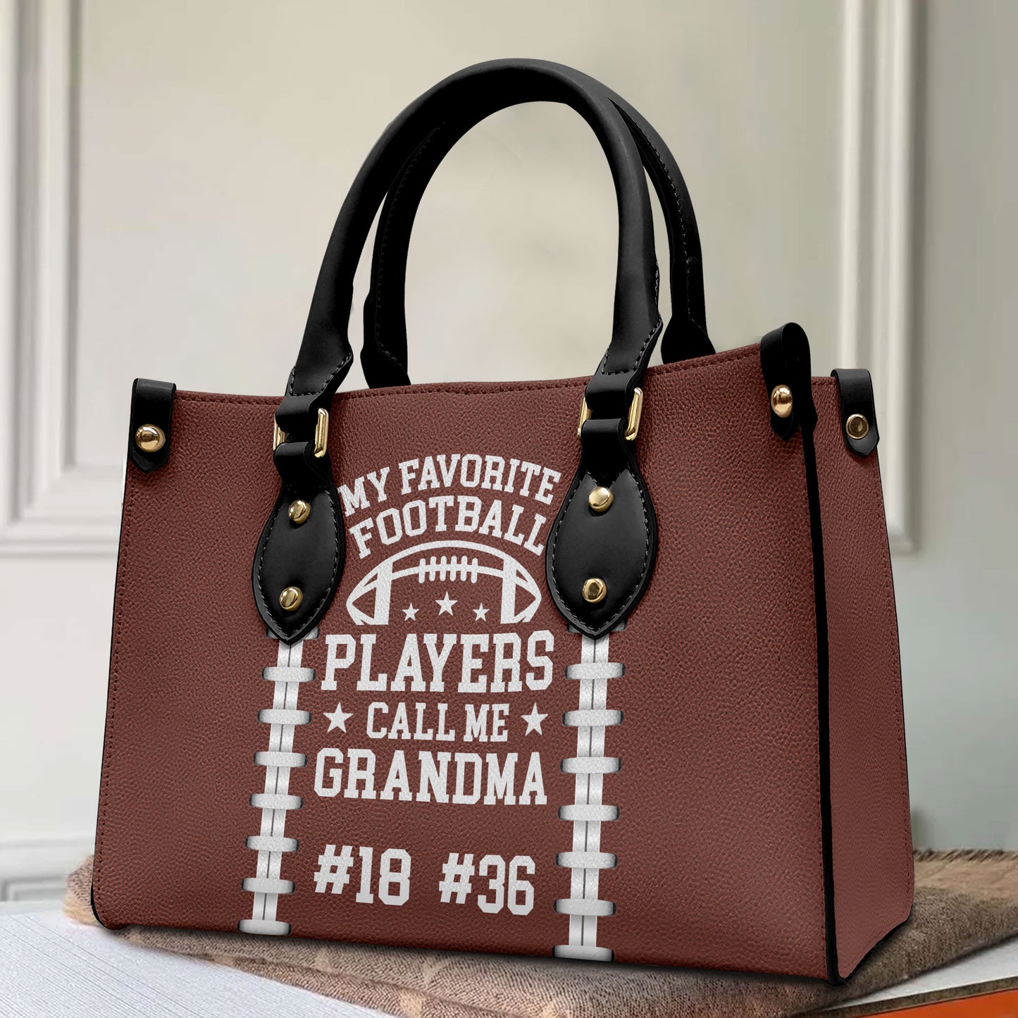 My Favorite Football Player Calls Me Grandma - Personalized Leather Bag