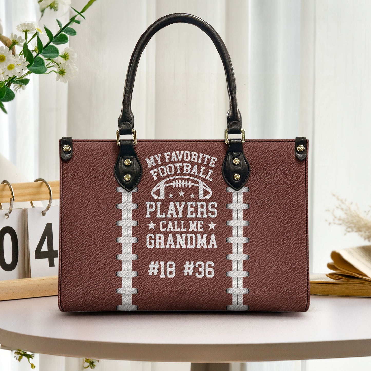 My Favorite Football Player Calls Me Grandma - Personalized Leather Bag