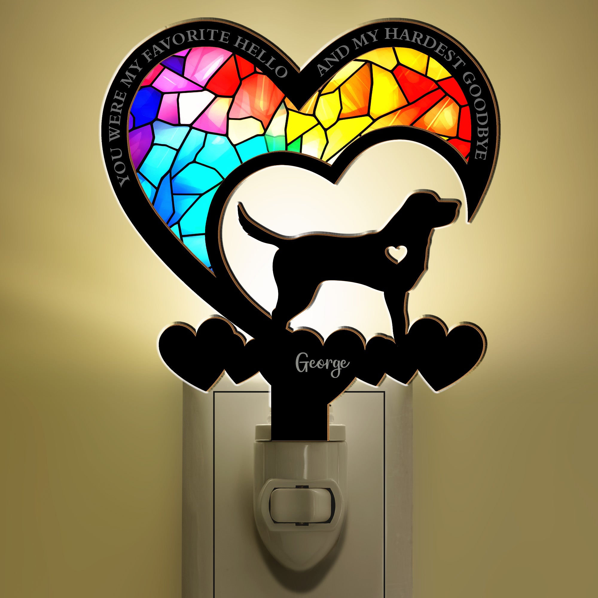 My Favorite Hello And My Hardest Goodbye - Personalized Wood And Acrylic Night Light