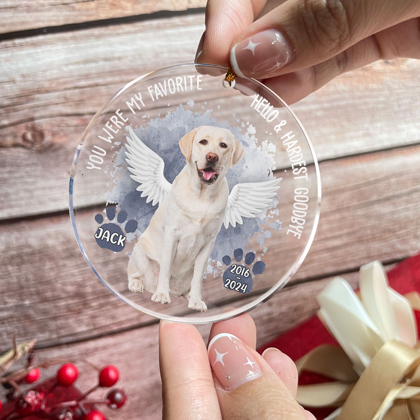 My Favorite Hello & Hardest Goodbye - Personalized Acrylic Photo Ornament